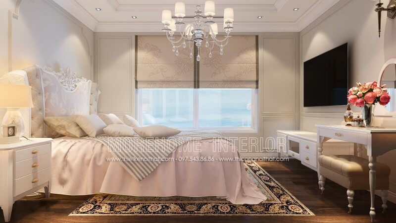 Mẫu giường ngủ gỗ tần bì nhập khẩu phun sơn trắng bệt cao cấp mang lại sự sang trọng và đẳng cấp cho cả không gian sống của gia chủ